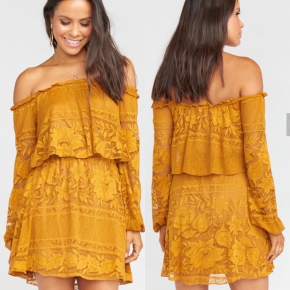 Like New Show Me Your Mumu Bess Lace Dress in Marigold Size Small